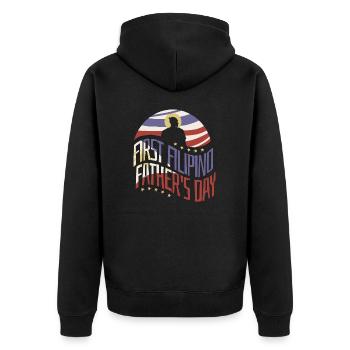 Philippinen Filipino Vater Dad Daddy I Geschenk - Unisex Premium Bio Zip Hoodie - Schwarz - Hinten - Nico (187cm)