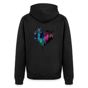 Herz Farbtropfen Graffiti - Unisex Premium Bio Zip Hoodie - Schwarz - Hinten - Nico (187cm)