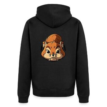 Squirrel - Unisex Premium Organic Zip Hoodie - black - Back - Nico (187cm)