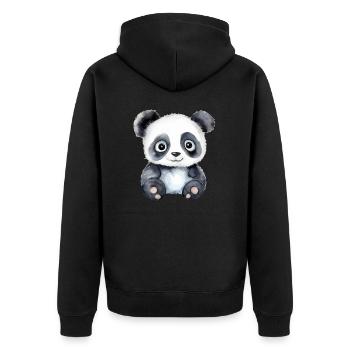 Panda Watercolor Zoo Illustration - Unisex Premium Organic Zip Hoodie - black - Back - Nico (187cm)