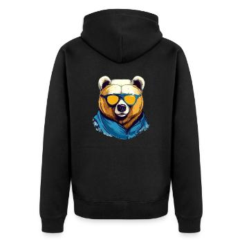 Bärchen der Bär - Unisex Premium Bio Zip Hoodie - Schwarz - Hinten - Nico (187cm)