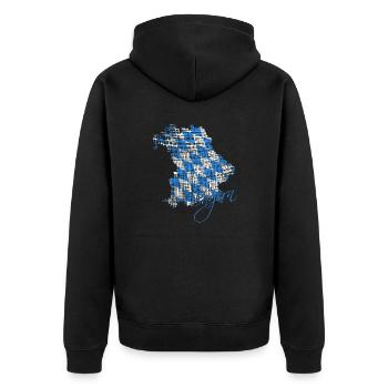 Bayern, Oberbayern, Geschenk für Bayern, Bavaria - Unisex Premium Bio Zip Hoodie - Schwarz - Hinten - Nico (187cm)