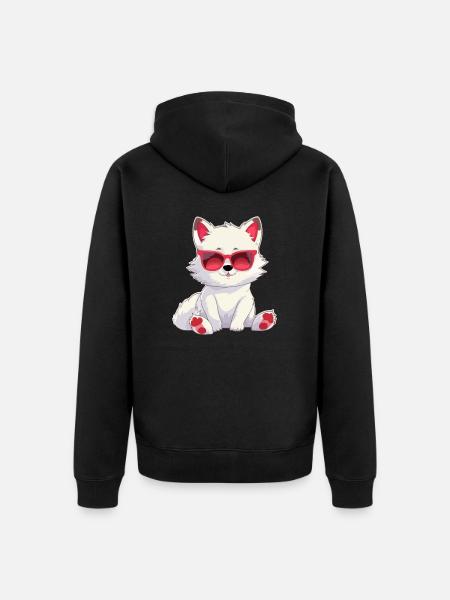 Koll the White Wolf - Unisex Premium Organic Zip Hoodie - black