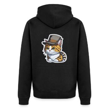 Süße Katze Sweet Cat Cats Lover - Unisex Premium Bio Zip Hoodie - Schwarz - Hinten - Nico (187cm)
