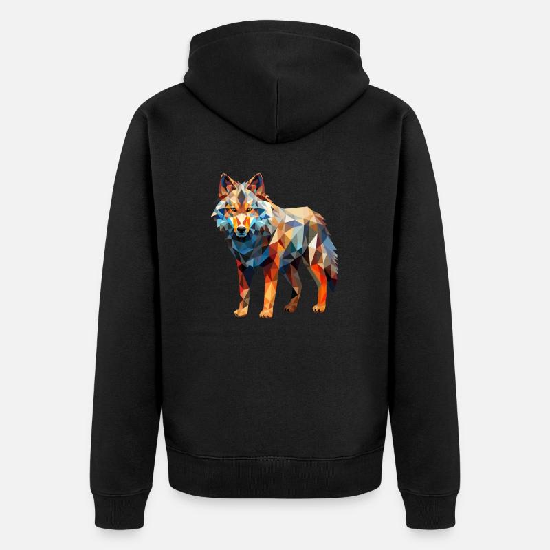 Dessin géométrique Wolf - Veste à capuche bio Premium Unisexe - noir