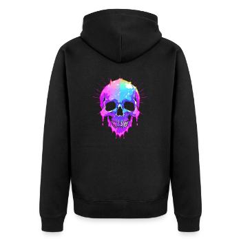 Totenkopf farbig - Unisex Premium Bio Zip Hoodie - Schwarz - Hinten - Nico (187cm)