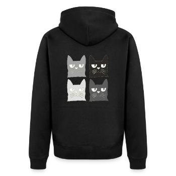 Cats Black Grey - Unisex Premium Organic Zip Hoodie - black - Back - Nico (187cm)