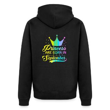 anniversaire joyeux septembre né dans funny party queen - Veste à capuche bio Premium Unisexe - noir - Dos - Nico (187cm)