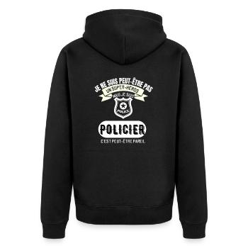Cadeau humour - Super Héros Policier - Veste à capuche bio Premium Unisexe - noir - Dos - Nico (187cm)