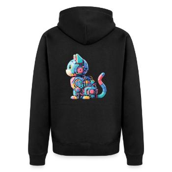 Chat Robot Abstrait Coloré - Veste à capuche bio Premium Unisexe - noir - Dos - Nico (187cm)