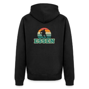 Essen, meine Stadt! - Unisex Premium Bio Zip Hoodie - Schwarz - Hinten - Nico (187cm)