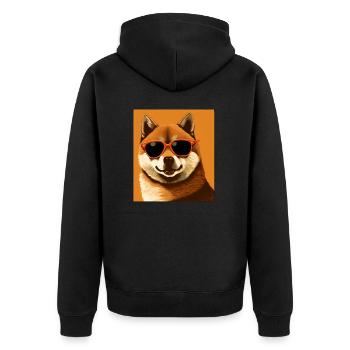 Akita Inu Cool - Akita Inu Hund - Unisex Premium Bio Zip Hoodie - Schwarz - Hinten - Nico (187cm)