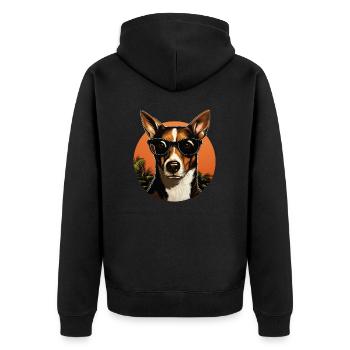 Basenji Cool - Basenji Hund - Unisex Premium Bio Zip Hoodie - Schwarz - Hinten - Nico (187cm)