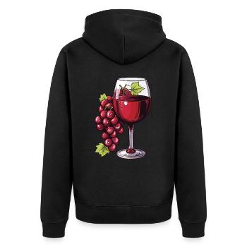 Wine Glass Grapes Wine - Unisex Premium Organic Zip Hoodie - black - Back - Nico (187cm)