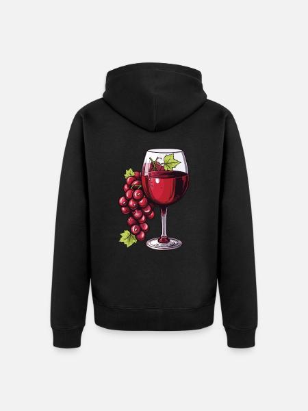 Weinglas Trauben Wein - Unisex Premium Bio Zip Hoodie - Schwarz