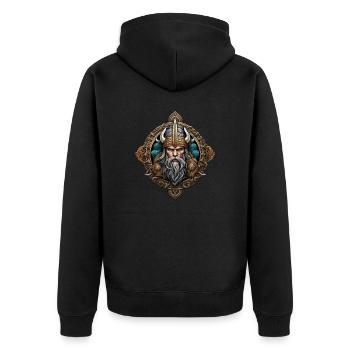 Wikinger Odin Thor Walhalla - Unisex Premium Bio Zip Hoodie - Schwarz - Hinten - Nico (187cm)
