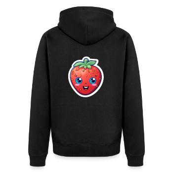 Erdbeere Anime - Unisex Premium Bio Zip Hoodie - Schwarz - Hinten - Nico (187cm)