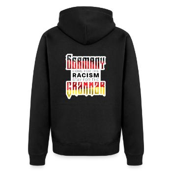 L’ALLEMAGNE vient pour le racisme, reste pour la grammaire - Veste à capuche bio Premium Unisexe - noir - Dos - Nico (187cm)