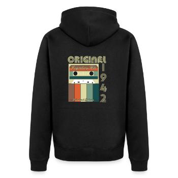 Legendary Anniversary of 1942 - Unisex Premium Organic Zip Hoodie - black - Back - Nico (187cm)