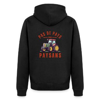 Pas de pays sans paysans - Veste à capuche bio Premium Unisexe - noir - Dos - Nico (187cm)