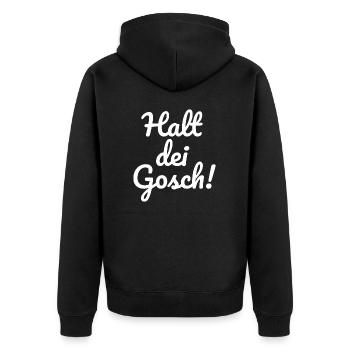 Mannheim Monnem Mannheimat - Unisex Premium Bio Zip Hoodie - Schwarz - Hinten - Nico (187cm)