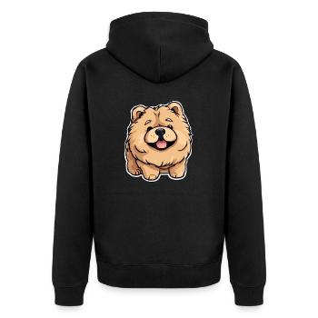 Chow Chow Comic Flauschiger Hund Löwenhund - Unisex Premium Bio Zip Hoodie - Schwarz - Hinten - Nico (187cm)