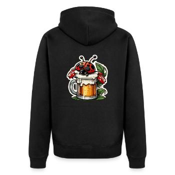 Ladybug / Lucky Charm / Dotted / New Year - Unisex Premium Organic Zip Hoodie - black - Back - Nico (187cm)