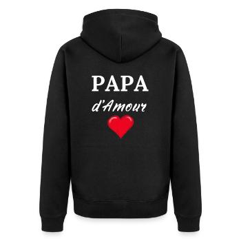 PAPA d'Amour - Veste à capuche bio Premium Unisexe - noir - Dos - Nico (187cm)