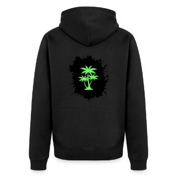 palmen klecks - Unisex Premium Bio Zip Hoodie - Schwarz - Hinten - Nico (187cm)
