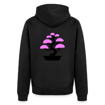 Bonsai Tree Tree - Unisex Premium Organic Zip Hoodie - black - Back - Nico (187cm)