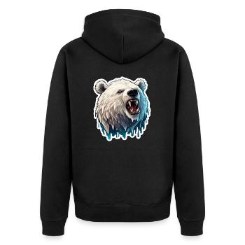 Eisbär / Tier / Norpol / Winter / Kindlich / süß - Unisex Premium Bio Zip Hoodie - Schwarz - Hinten - Nico (187cm)