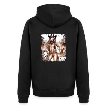 western vintage cowboy fille ouest sauvage américain - Veste à capuche bio Premium Unisexe - noir - Dos - Nico (187cm)