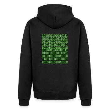 Binärcode 001101001110 - Unisex Premium Bio Zip Hoodie - Schwarz - Hinten - Nico (187cm)