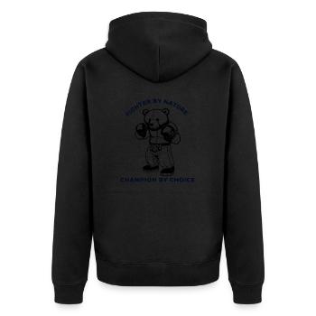 Fighter by Nature - Boxing - Boxing -Bear - Unisex Premium Organic Zip Hoodie - black - Back - Nico (187cm)