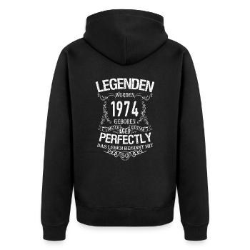 50 Geburtstag - Unisex Premium Bio Zip Hoodie - Schwarz - Hinten - Nico (187cm)