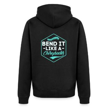 Bend It Like A Chiropractor Chiropractic Physical - Unisex Premium Bio Zip Hoodie - Schwarz - Hinten - Nico (187cm)
