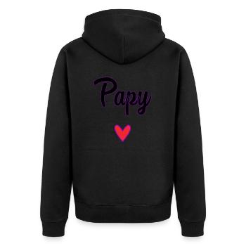OPA. PAPA. VATERTAG. FROHER VATERTAG - Unisex Premium Bio Zip Hoodie - Schwarz - Hinten - Nico (187cm)