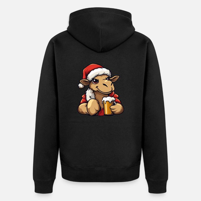 Kamel Weihnachten Bier - Unisex Premium Bio Zip Hoodie - Schwarz