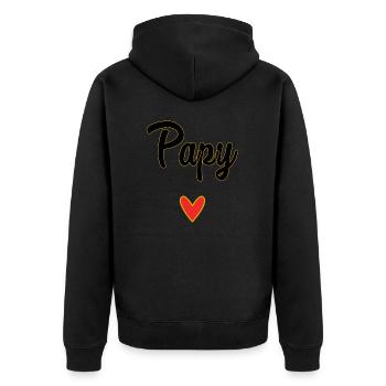 PAPY. PAPA. FÊTE DES PÈRES. BONNE FÊTE PAPA - Veste à capuche bio Premium Unisexe - noir - Dos - Nico (187cm)