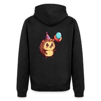 Hérisson Anniversaire Bande Dessinée - Veste à capuche bio Premium Unisexe - noir - Dos - Nico (187cm)