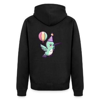 Hummingbird Bird Birthday Comic Cute - Unisex Premium Organic Zip Hoodie - black - Back - Nico (187cm)