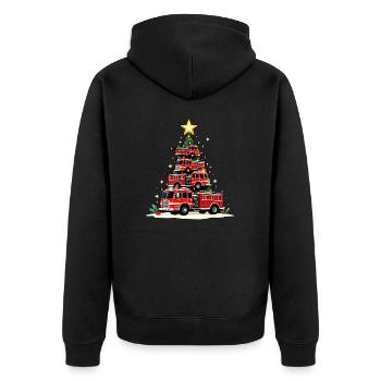 Camion de pompiers drôle, Camion de pompiers, Noël - Veste à capuche bio Premium Unisexe - noir - Dos - Nico (187cm)