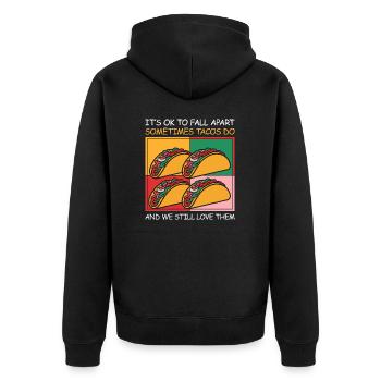 Self-love and a smile - Unisex Premium Organic Zip Hoodie - black - Back - Nico (187cm)