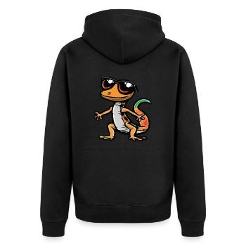Lizard Comic Cool - Unisex Premium Organic Zip Hoodie - black - Back - Nico (187cm)