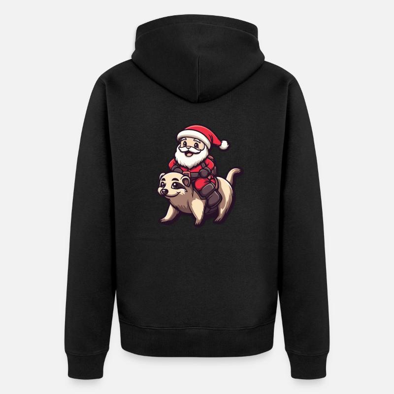 Suricate Père Noël Dessin animé - Veste à capuche bio Premium Unisexe - noir