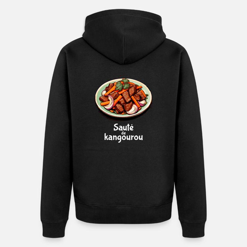 Sauté de Kangourou - Texte clair - Veste à capuche bio Premium Unisexe - noir