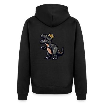 Dinosaur T-Rex Cartoon Crown - Unisex Premium Organic Zip Hoodie - black - Back - Nico (187cm)