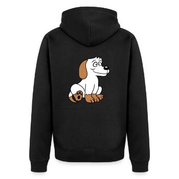 chien assis mignon petit chiot heureux animal de compagnie - Veste à capuche bio Premium Unisexe - noir - Dos - Nico (187cm)