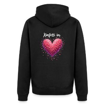 Konfetti im Herzen Fasching Karneval Kostüm - Unisex Premium Bio Zip Hoodie - Schwarz - Hinten - Nico (187cm)