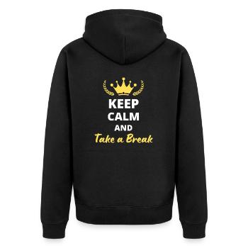 Keep Calm and Take a Break - Unisex Premium Organic Zip Hoodie - black - Back - Nico (187cm)